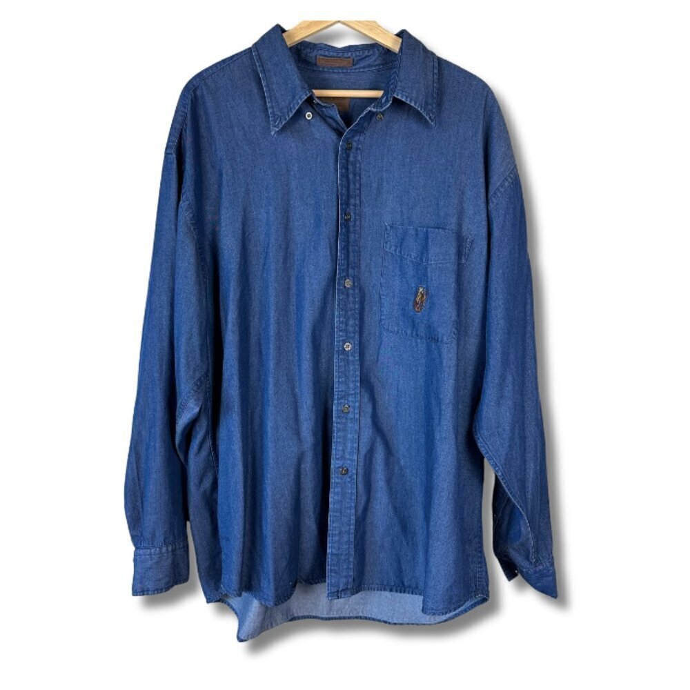 Pendleton Rodeo Denim Shirt Button Down Western Cowboy Americana Men's XL